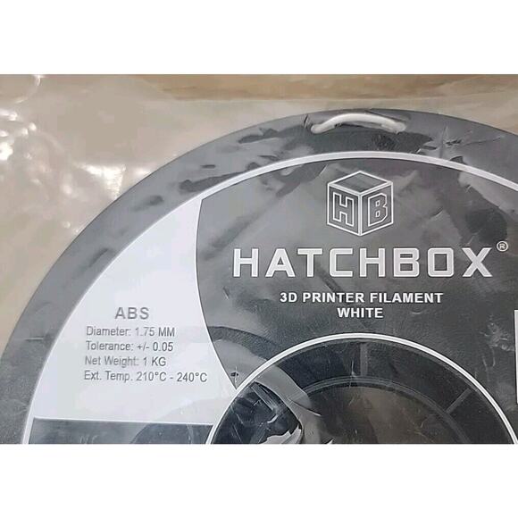 HATCHBOX ABS 1.75 mm 3D Printer Filament, 1KG Spool True White 3DABS1KG1.75WHT - Picture 2 of 7